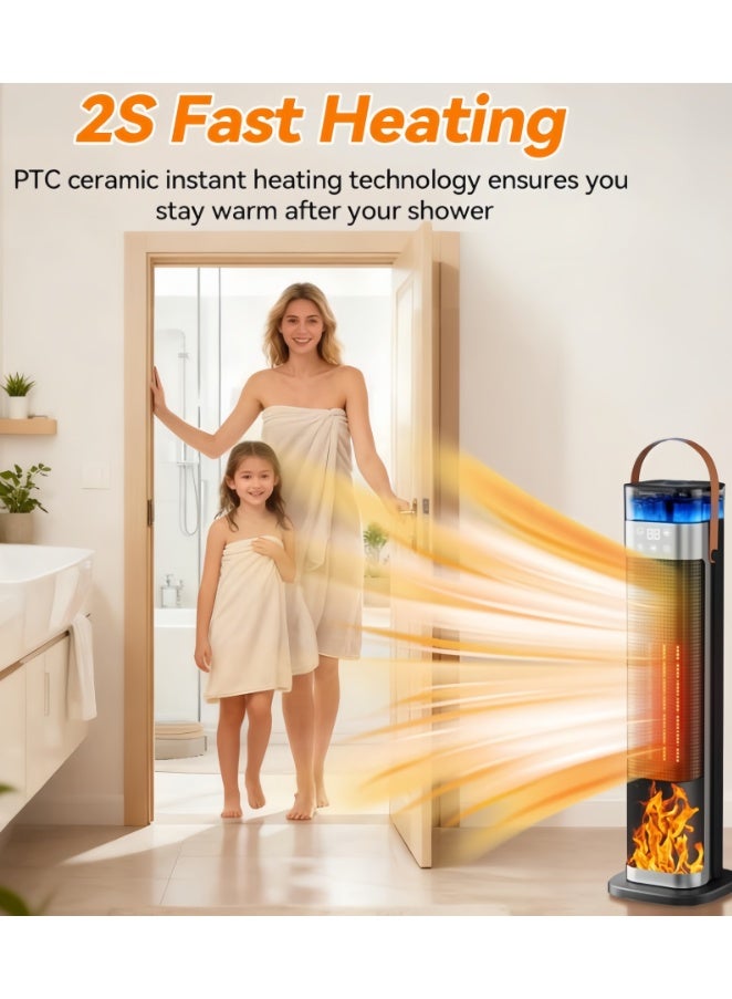 Space Heaters for Indoor Use, Portable Space Heater with Humidifier/Ambient Light, Family-Safe Electric Heaters with Thermostat,12H Timer,70°Oscillation,Ultra-Quiet for Home Office (NBJY-HQ-30) - Image 4
